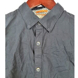 Denim & Flower Mens Navy‎ Blue Cotton Button Up Short Sleeve Shirt